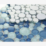 Load image into Gallery viewer, Aquabelle Blue Glass 10.75x10.75 Mosaic Tile Glossy