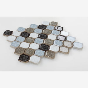 Luxor Abby Arabesque Crackled Glass Mosaic Tile