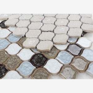 Luxor Abby Arabesque Crackled Glass Mosaic Tile