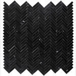 Load image into Gallery viewer, Nero Marquina 1×4 Herringbone Polished/Honed Marble Mosaic