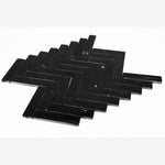 Load image into Gallery viewer, Nero Marquina 1×4 Herringbone Polished/Honed Marble Mosaic