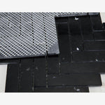Load image into Gallery viewer, Nero Marquina 1×4 Herringbone Polished/Honed Marble Mosaic