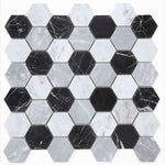 Load image into Gallery viewer, Black and White 2&quot; Hexagon Marble Polished

