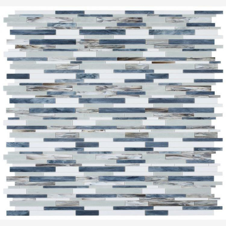 Newport Beach Linear Interlocking Glass Mosaic Blend ( Pool Rated )