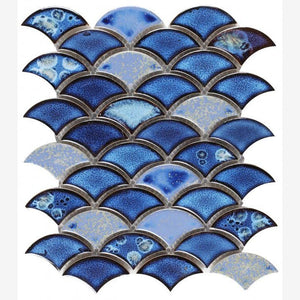 Antigua Dazzling Blue 2x3 Fishscale Porcelain Mosaic