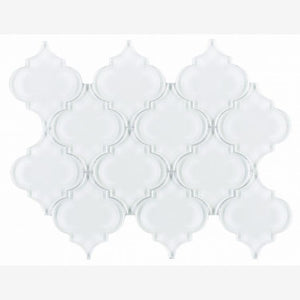Kendra White Shining Arabesque Glass Tile (Pool Rated)