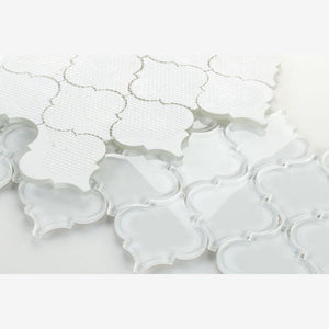 Kendra White Shining Arabesque Glass Tile (Pool Rated)
