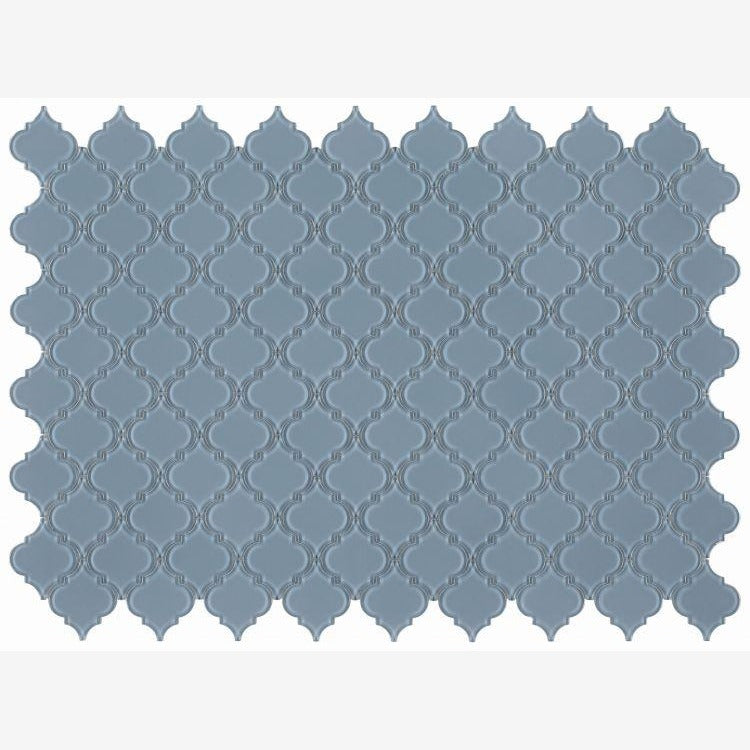 Kendra Blue Shining Arabesque Glass Tile (Pool Rated)