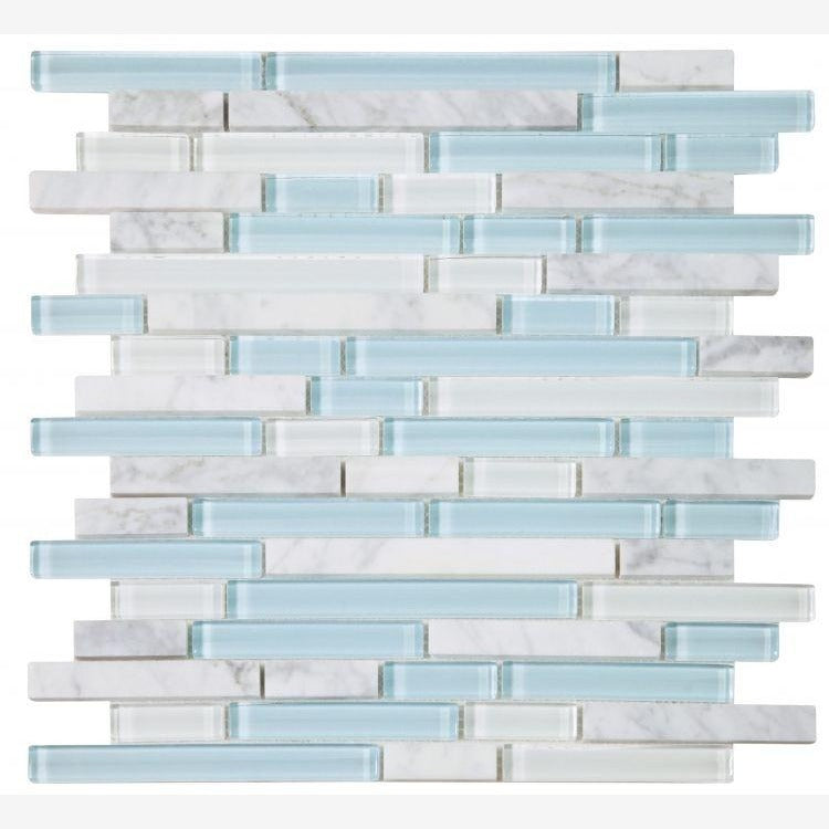 Linear Carrara Turquoise Glass Brick Mosaic