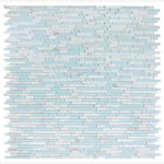 Load image into Gallery viewer, Linear Carrara Turquoise Glass Brick Mosaic
