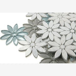Load image into Gallery viewer, Carrara White Forest Glass Blend Daisy Flowers Mosaic
