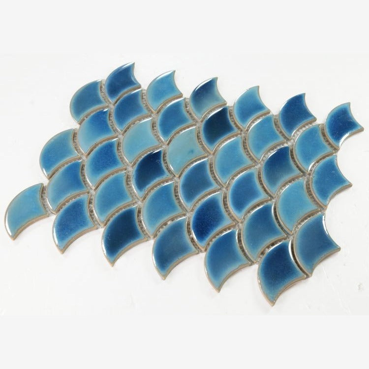 Antigua Navy Blue 2x3 Fishscale Porcelain Mosaic