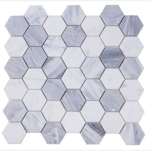Sky Blue 2" Hexagon Marble Polished