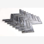 Load image into Gallery viewer, Silver Shell Glass 1x4 Herringbone Mosaic