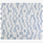 Load image into Gallery viewer, Celestial White & Azul Celeste (Blue) Mini Picket 12.5x 13.25 Polished Marble Tile