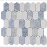 Load image into Gallery viewer, Celestial White & Azul Celeste (Blue) Mini Picket 12.5x 13.25 Polished Marble Tile