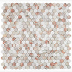 Load image into Gallery viewer, Rosa Norvegia &amp; Thassos White 2&quot; Hexagon Marble Polished

