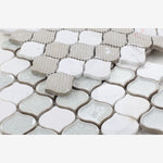 Load image into Gallery viewer, Luxor Carrara Arabesque Crackled Glass Mosaic Tile