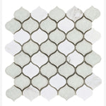 Load image into Gallery viewer, Luxor Carrara Arabesque Crackled Glass Mosaic Tile
