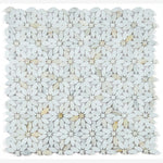 Load image into Gallery viewer, Altessa Calacatta Gold 12x13 Mini Daisy Marble Mosaic Tile Polished
