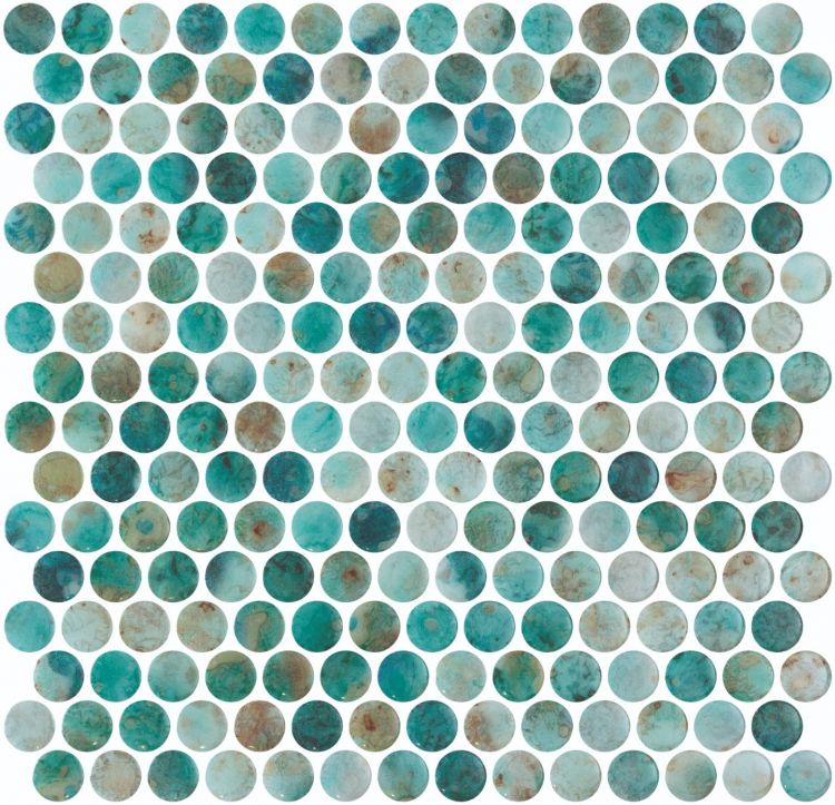 Aquatic Penny Green Glass Mosaic Tile