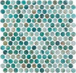Load image into Gallery viewer, Aquatic Penny Green Glass Mosaic Tile
