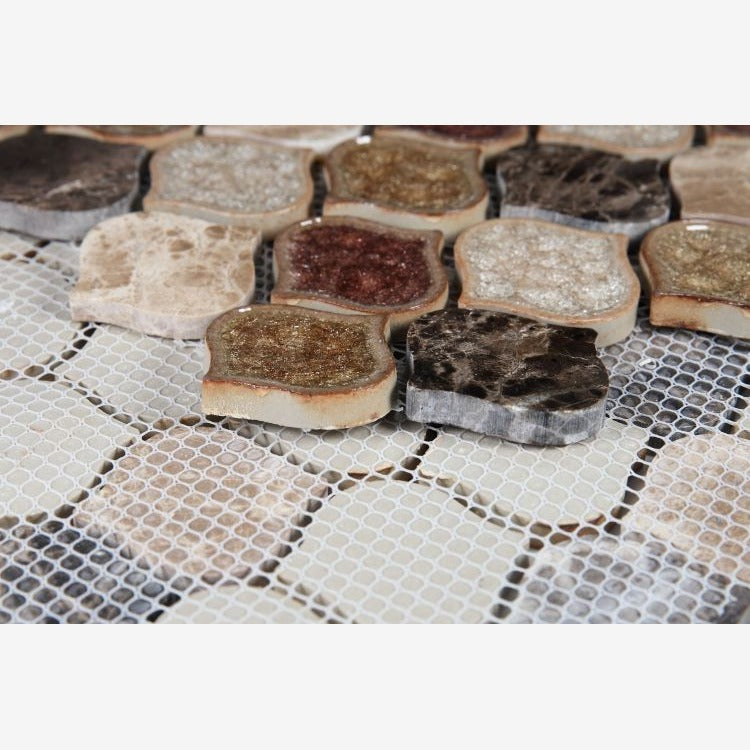 Luxor Princess Arabesque Crackled Glass Mosaic Tile