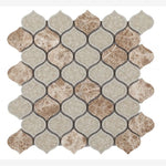 Load image into Gallery viewer, Luxor Light Emperador Arabesque Crackled Glass Mosaic Tile
