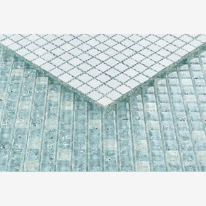 Icy Ocean Blue Cube Crackled Glass Mosaic