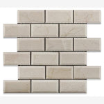 Load image into Gallery viewer, Crema Marfil 12x12 Beveled Polished/Honed Brick Mosaic Tile