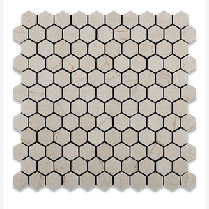 Crema Marfil 1" Hexagon Polished  Mosaic Tile