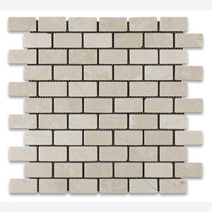 Crema Marfil 1x2 Tumbled Brick Mosaic Tile