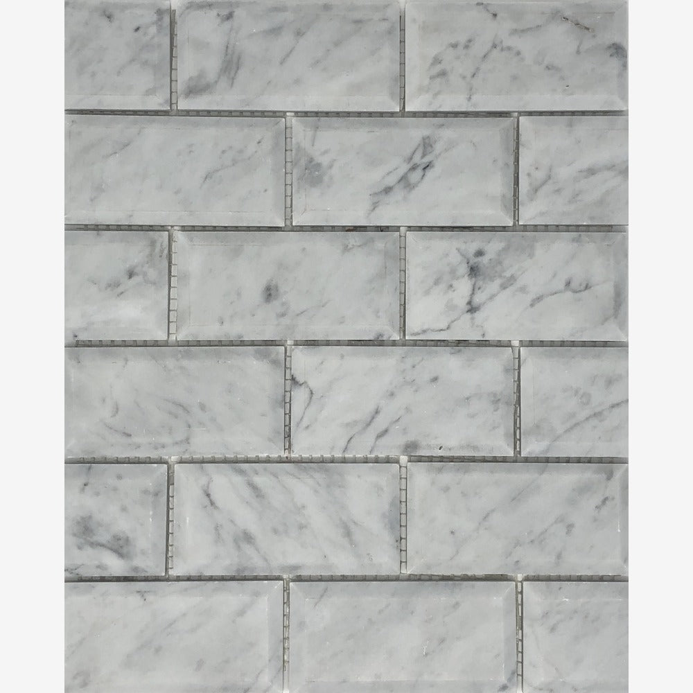 Carrara White Marble 2x4 Beveled Mosaic Polished/Honed