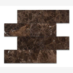 Load image into Gallery viewer, Emperador Dark 3x6 Tumbled Subway Tile