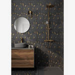 Load image into Gallery viewer, Glam Nero Marquina + Gold Brass Hexagon Mosaic
