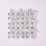 Load image into Gallery viewer, Carrara White Kenzy Basketweave with Blue Marble Polished/Honed