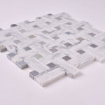 Load image into Gallery viewer, Carrara White Kenzy Basketweave with Blue Marble Polished/Honed