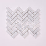 Load image into Gallery viewer, Carrara White Herringbone 1X3 Mosaic Polished/Honed