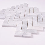 Load image into Gallery viewer, Carrara White Herringbone 1X3 Mosaic Polished/Honed