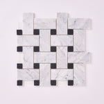 Load image into Gallery viewer, Carrara White Large Basketweave with Black Marble Polished/Honed