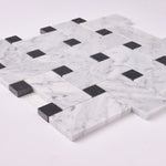 Load image into Gallery viewer, Carrara White Large Basketweave with Black Marble Polished/Honed