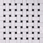 Load image into Gallery viewer, Carrara White Large Basketweave with Black Marble Polished/Honed