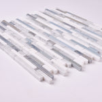 Load image into Gallery viewer, Thassos White + Carrara + Blue 12x12 Polished/Honed Marble Random Strips Tile