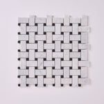Load image into Gallery viewer, Carrara White Basketweave with Black Marble Polished/Honed