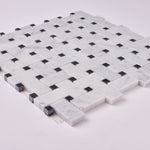 Load image into Gallery viewer, Carrara White Basketweave with Black Marble Polished/Honed