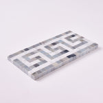 Load image into Gallery viewer, Carrara White Greek Key Border with Blue Marble Polished/Honed
