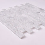 Load image into Gallery viewer, Carrara White 1×2 Mosaic Polished/Honed Marble Tile