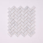 Load image into Gallery viewer, Carrara White Herringbone 1X2 Mosaic Polished/Honed