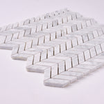 Load image into Gallery viewer, Carrara White Mini Chevron Polished/Honed Marble Mosaic