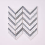 Load image into Gallery viewer, Carrara White Chevron with Blue Marble Polished/Honed